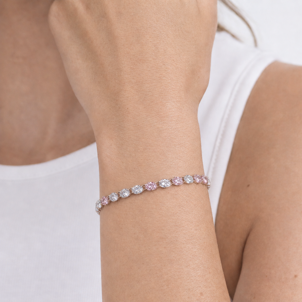 TSMITH Pulseira Pink Zircônias | Prata 925