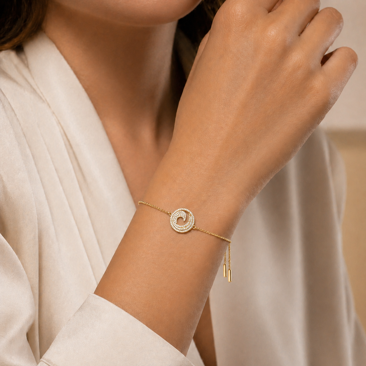 TSMITH Fênix Pulseira Gravata 102 Diamantes | Ouro Amarelo 18k