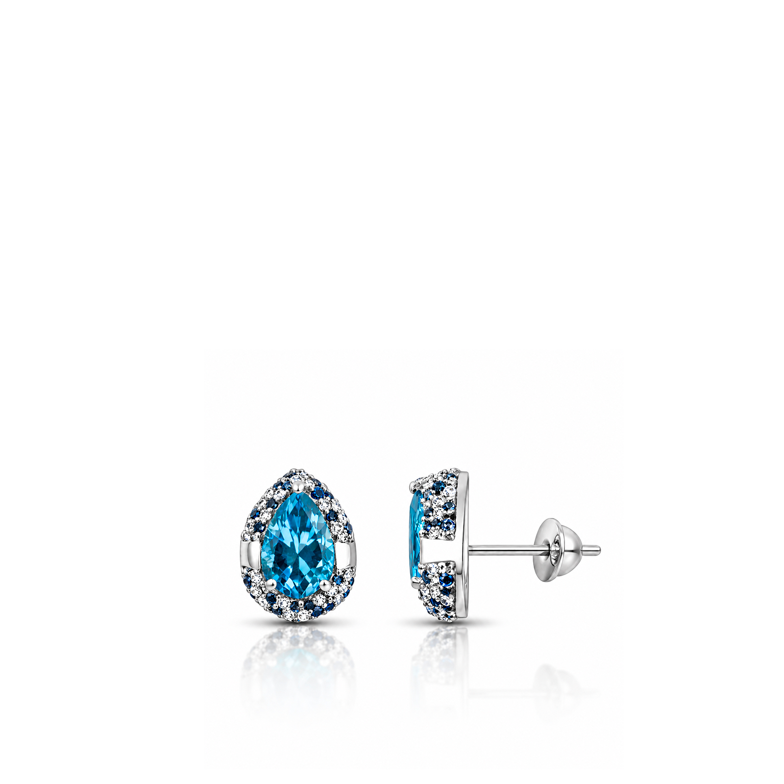 TSMITH Swiss Blue Brinco Gota | Ouro Branco 18k