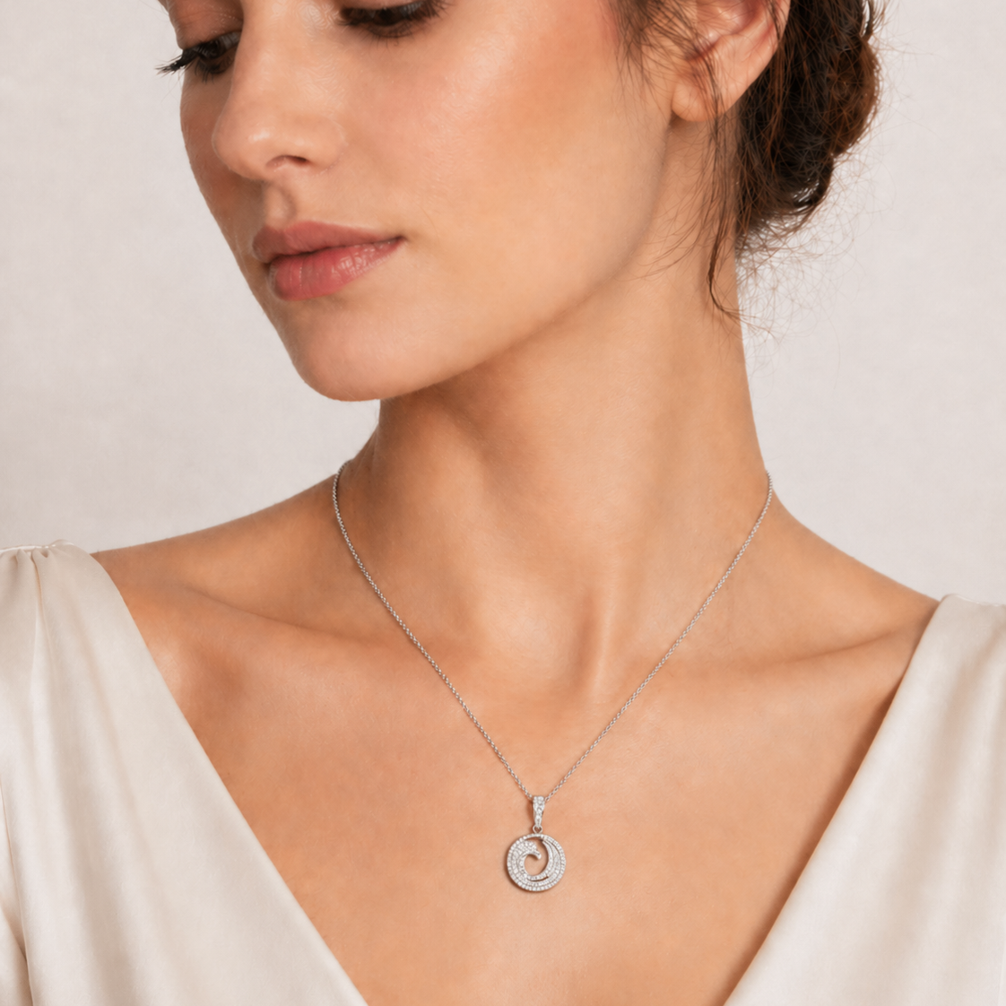 TSMITH Fênix Colar 106 Diamantes | Ouro Branco 18k