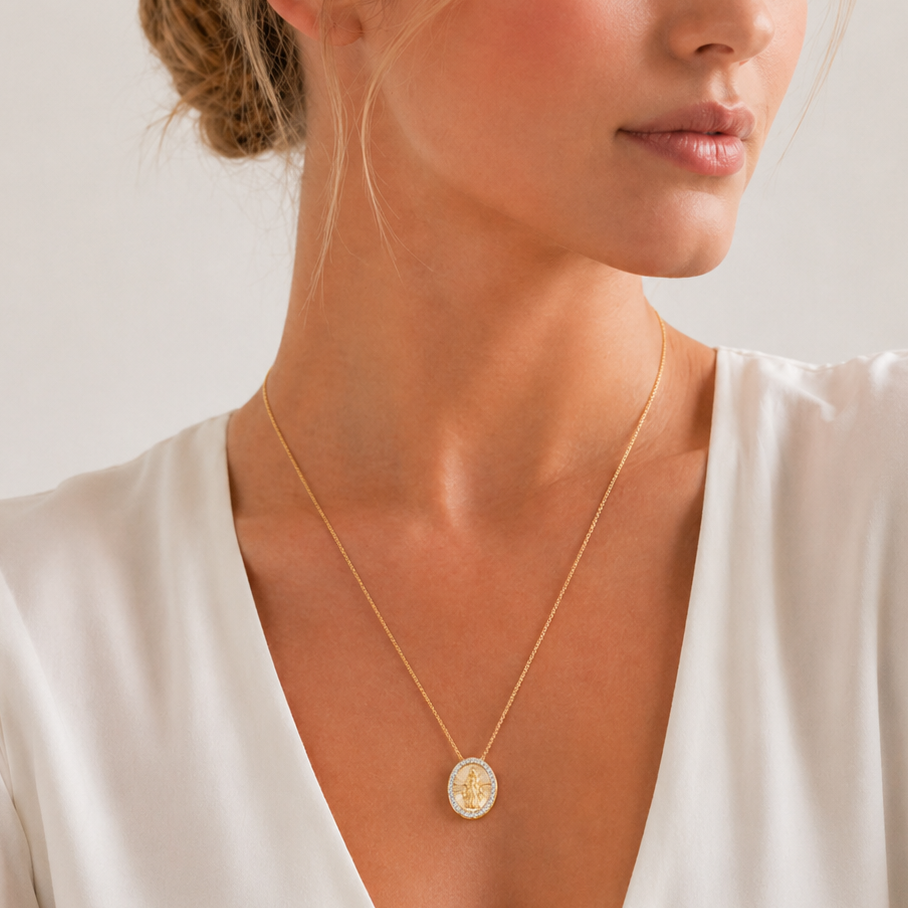 TSMITH Religiosa N. Senhora das Graças Colar | Ouro Amarelo 18k