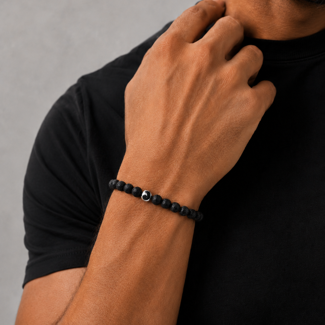 TSMITH Fênix Bracelete Pedra Vulcânica | Prata 925 Banhada a Ródio
